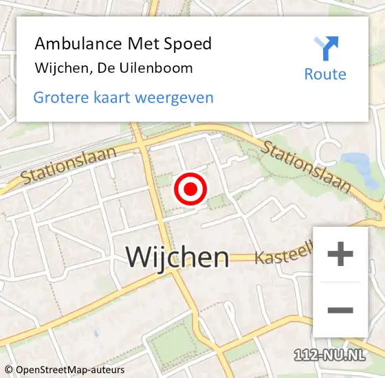 Locatie op kaart van de 112 melding: Ambulance Met Spoed Naar Wijchen, De Uilenboom op 23 juli 2020 22:48