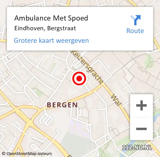 Locatie op kaart van de 112 melding: Ambulance Met Spoed Naar Eindhoven, Bergstraat op 23 juli 2020 22:51