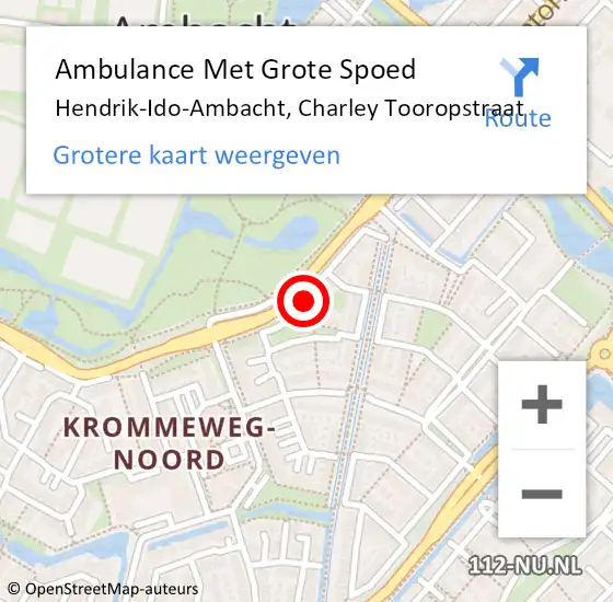 Locatie op kaart van de 112 melding: Ambulance Met Grote Spoed Naar Hendrik-Ido-Ambacht, Charley Tooropstraat op 23 juli 2020 23:24