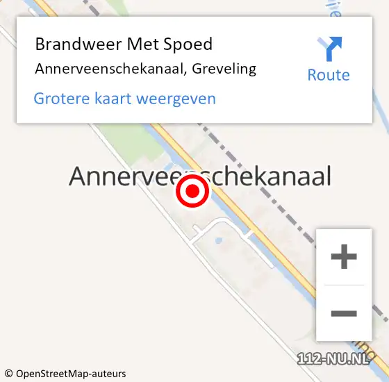 Locatie op kaart van de 112 melding: Brandweer Met Spoed Naar Annerveenschekanaal, Greveling op 1 oktober 2013 18:45