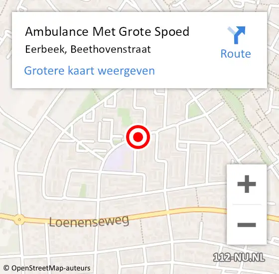 Locatie op kaart van de 112 melding: Ambulance Met Grote Spoed Naar Eerbeek, Beethovenstraat op 24 juli 2020 00:07