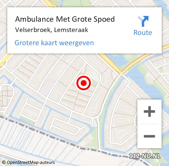 Locatie op kaart van de 112 melding: Ambulance Met Grote Spoed Naar Velserbroek, Lemsteraak op 24 juli 2020 02:44