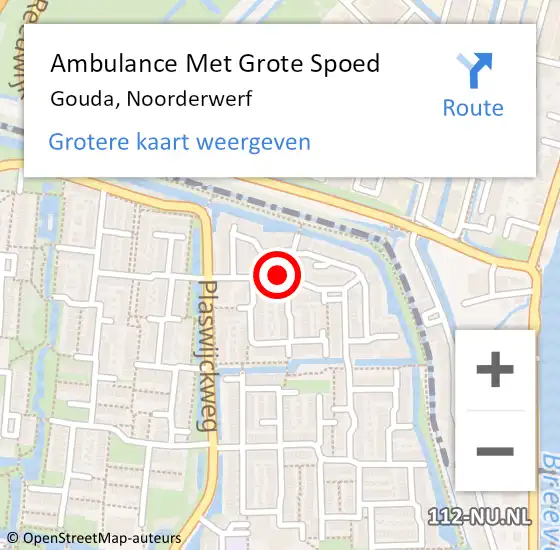 Locatie op kaart van de 112 melding: Ambulance Met Grote Spoed Naar Gouda, Noorderwerf op 24 juli 2020 03:49