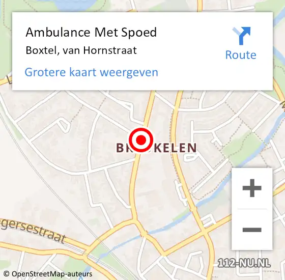 Locatie op kaart van de 112 melding: Ambulance Met Spoed Naar Boxtel, van Hornstraat op 24 juli 2020 04:39