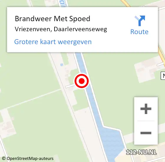 Locatie op kaart van de 112 melding: Brandweer Met Spoed Naar Vriezenveen, Daarlerveenseweg op 24 juli 2020 06:55