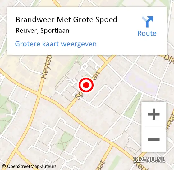 Locatie op kaart van de 112 melding: Brandweer Met Grote Spoed Naar Reuver, Sportlaan op 24 juli 2020 06:56