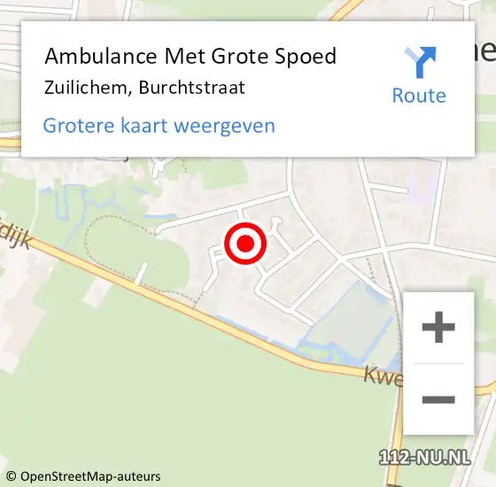 Locatie op kaart van de 112 melding: Ambulance Met Grote Spoed Naar Zuilichem, Burchtstraat op 24 juli 2020 07:41