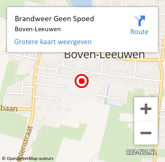 Locatie op kaart van de 112 melding: Brandweer Geen Spoed Naar Boven-Leeuwen op 24 juli 2020 09:02