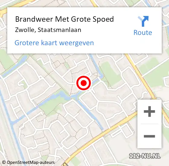 Locatie op kaart van de 112 melding: Brandweer Met Grote Spoed Naar Zwolle, Staatsmanlaan op 24 juli 2020 09:16