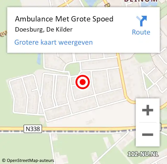 Locatie op kaart van de 112 melding: Ambulance Met Grote Spoed Naar Doesburg, De Kilder op 13 mei 2014 16:00