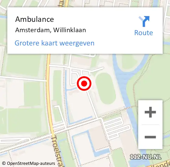 Locatie op kaart van de 112 melding: Ambulance Amsterdam, Willinklaan op 24 juli 2020 10:48
