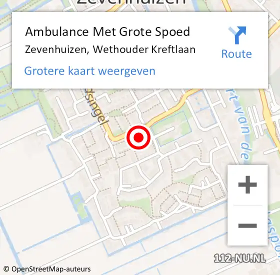 Locatie op kaart van de 112 melding: Ambulance Met Grote Spoed Naar Zevenhuizen, Wethouder Kreftlaan op 13 mei 2014 16:06