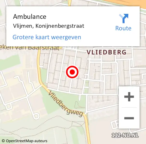 Locatie op kaart van de 112 melding: Ambulance Vlijmen, Konijnenbergstraat op 24 juli 2020 11:01