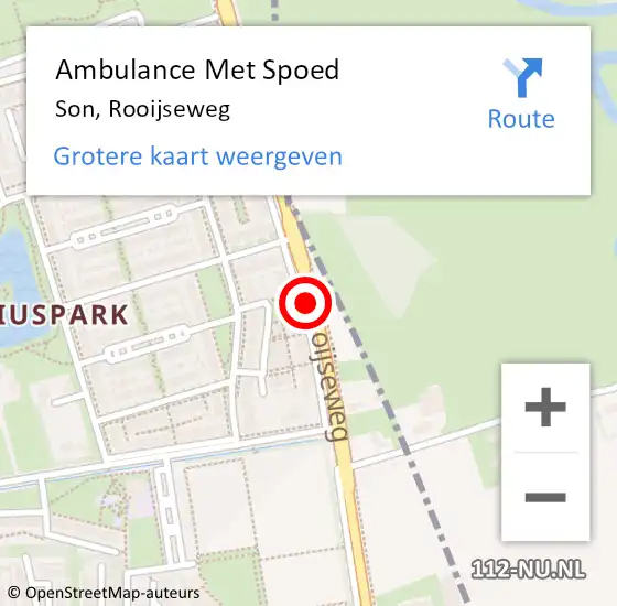 Locatie op kaart van de 112 melding: Ambulance Met Spoed Naar Son, Rooijseweg op 24 juli 2020 11:18