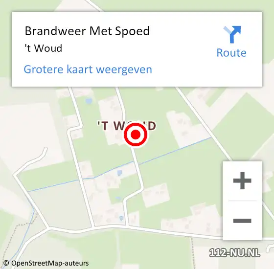 Locatie op kaart van de 112 melding: Brandweer Met Spoed Naar 't Woud op 24 juli 2020 12:17