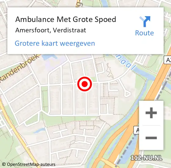 Locatie op kaart van de 112 melding: Ambulance Met Grote Spoed Naar Amersfoort, Verdistraat op 24 juli 2020 12:27