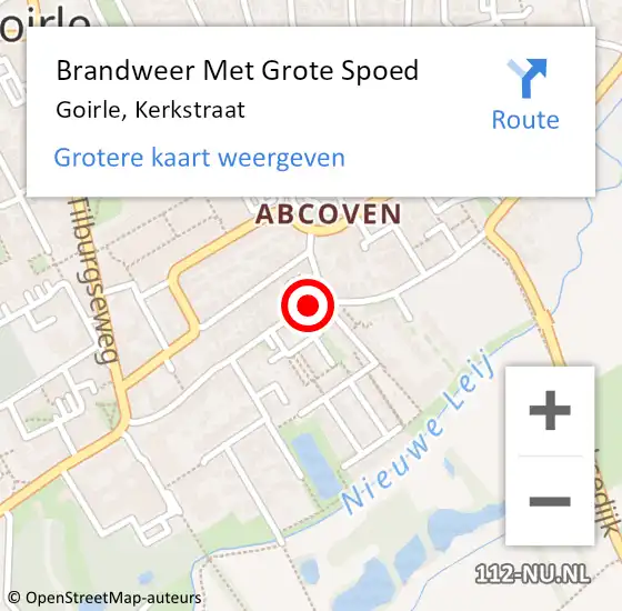 Locatie op kaart van de 112 melding: Brandweer Met Grote Spoed Naar Goirle, Kerkstraat op 24 juli 2020 12:58