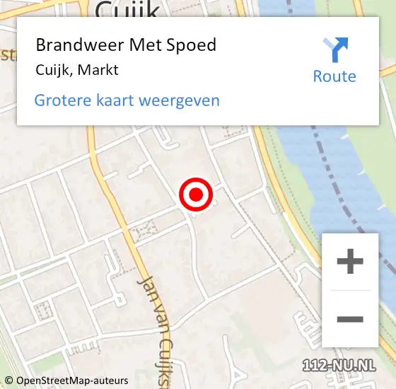 Locatie op kaart van de 112 melding: Brandweer Met Spoed Naar Cuijk, Markt op 24 juli 2020 13:03