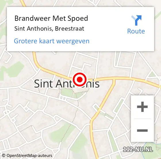 Locatie op kaart van de 112 melding: Brandweer Met Spoed Naar Sint Anthonis, Breestraat op 24 juli 2020 13:47