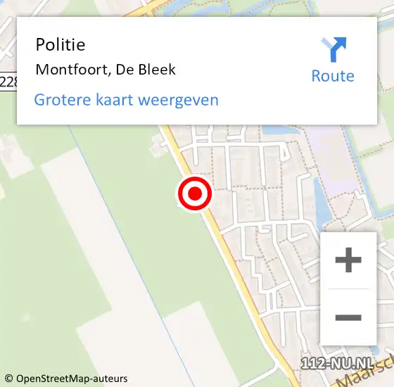 Locatie op kaart van de 112 melding: Politie Montfoort, De Bleek op 24 juli 2020 14:46