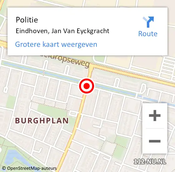 Locatie op kaart van de 112 melding: Politie Eindhoven, Jan Van Eyckgracht op 24 juli 2020 14:49