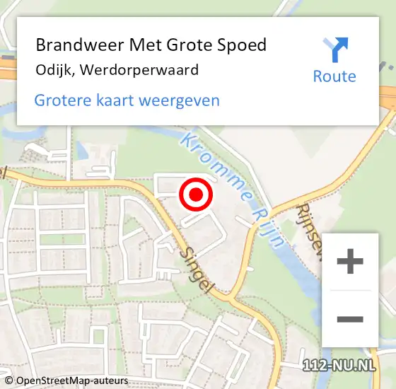 Locatie op kaart van de 112 melding: Brandweer Met Grote Spoed Naar Odijk, Werdorperwaard op 13 mei 2014 16:34