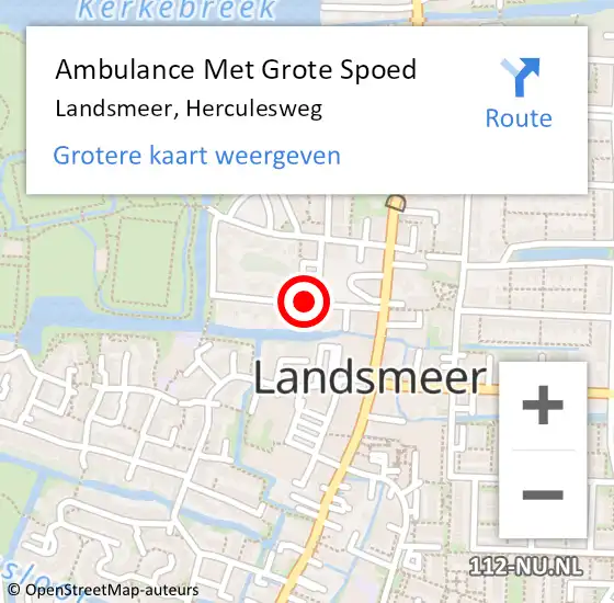 Locatie op kaart van de 112 melding: Ambulance Met Grote Spoed Naar Landsmeer, Herculesweg op 24 juli 2020 15:04