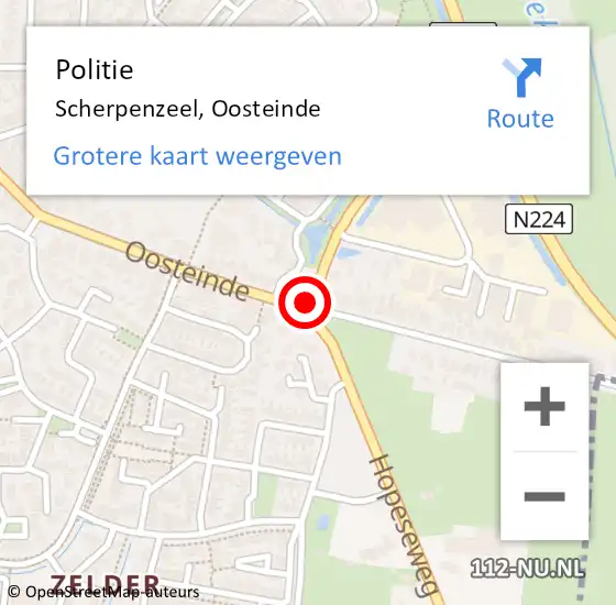 Locatie op kaart van de 112 melding: Politie Scherpenzeel, Oosteinde op 24 juli 2020 17:10
