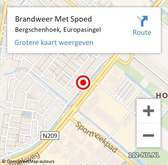 Locatie op kaart van de 112 melding: Brandweer Met Spoed Naar Bergschenhoek, Europasingel op 24 juli 2020 19:07