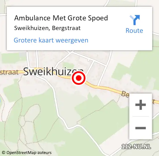 Locatie op kaart van de 112 melding: Ambulance Met Grote Spoed Naar Sweikhuizen, Bergstraat op 1 oktober 2013 18:56