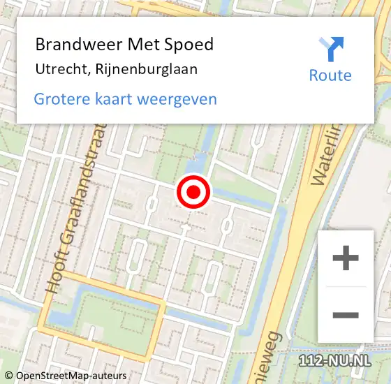 Locatie op kaart van de 112 melding: Brandweer Met Spoed Naar Utrecht, Rijnenburglaan op 24 juli 2020 21:24