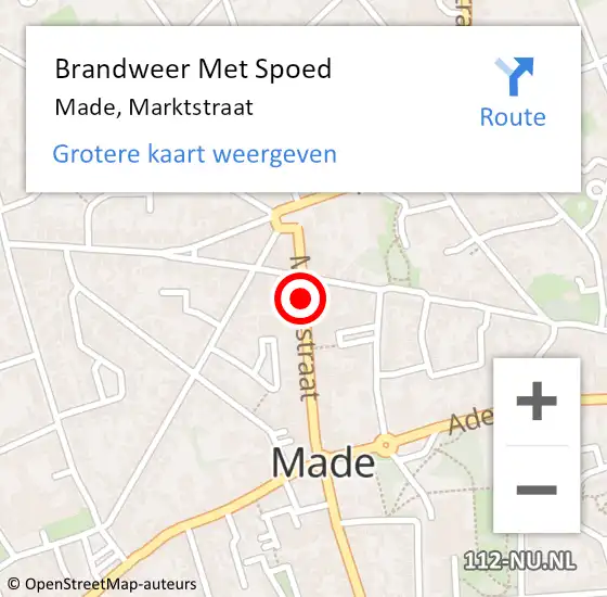 Locatie op kaart van de 112 melding: Brandweer Met Spoed Naar Made, Marktstraat op 24 juli 2020 21:53