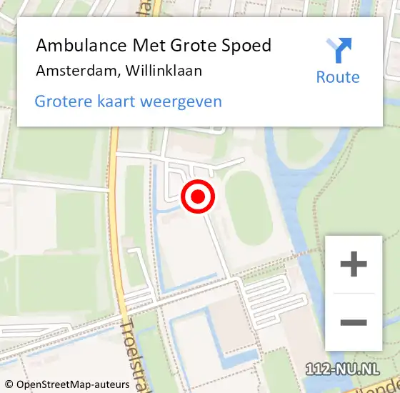 Locatie op kaart van de 112 melding: Ambulance Met Grote Spoed Naar Amsterdam, Willinklaan op 24 juli 2020 21:54