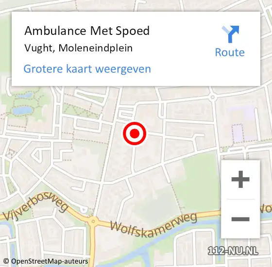 Locatie op kaart van de 112 melding: Ambulance Met Spoed Naar Vught, Moleneindplein op 24 juli 2020 23:49