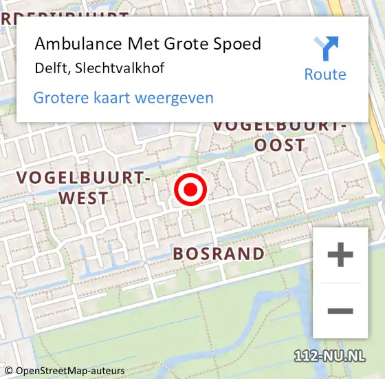 Locatie op kaart van de 112 melding: Ambulance Met Grote Spoed Naar Delft, Slechtvalkhof op 25 juli 2020 02:21