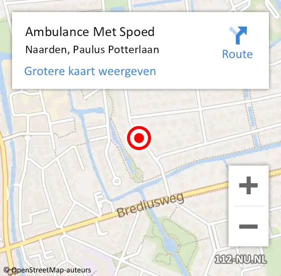 Locatie op kaart van de 112 melding: Ambulance Met Spoed Naar Naarden, Paulus Potterlaan op 13 mei 2014 17:31