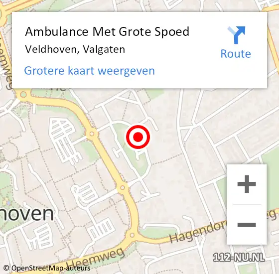 Locatie op kaart van de 112 melding: Ambulance Met Grote Spoed Naar Veldhoven, Valgaten op 25 juli 2020 03:53