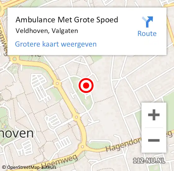 Locatie op kaart van de 112 melding: Ambulance Met Grote Spoed Naar Veldhoven, Valgaten op 25 juli 2020 03:55