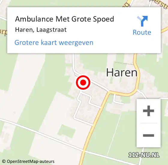 Locatie op kaart van de 112 melding: Ambulance Met Grote Spoed Naar Haren, Laagstraat op 13 mei 2014 17:33