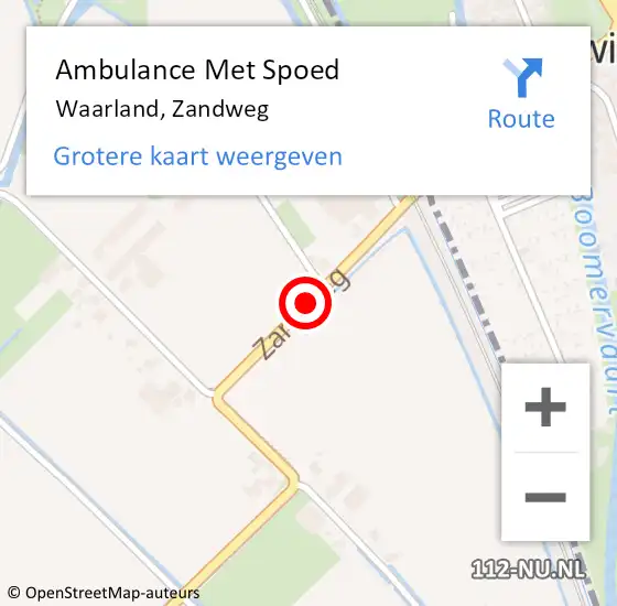 Locatie op kaart van de 112 melding: Ambulance Met Spoed Naar Waarland, Zandweg op 25 juli 2020 05:46