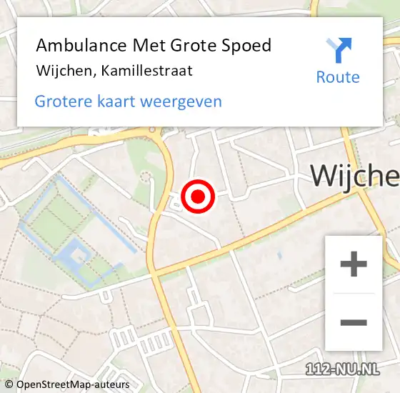 Locatie op kaart van de 112 melding: Ambulance Met Grote Spoed Naar Wijchen, Kamillestraat op 25 juli 2020 08:03