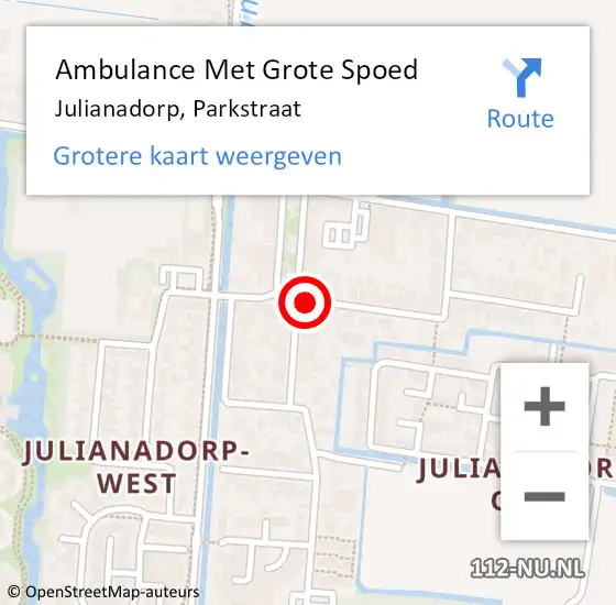 Locatie op kaart van de 112 melding: Ambulance Met Grote Spoed Naar Julianadorp, Parkstraat op 25 juli 2020 09:53