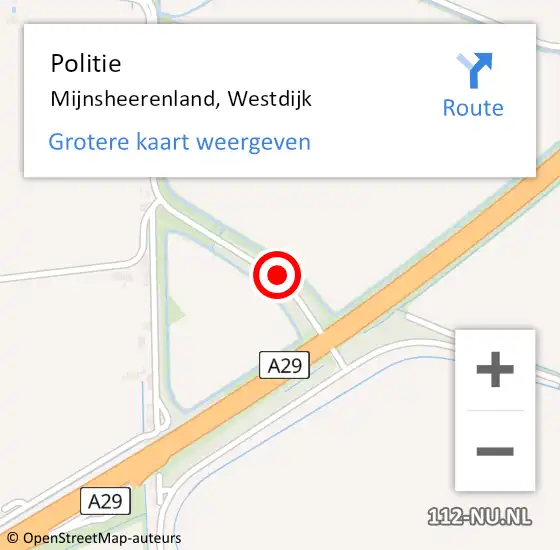 Locatie op kaart van de 112 melding: Politie Mijnsheerenland, Westdijk op 25 juli 2020 11:00