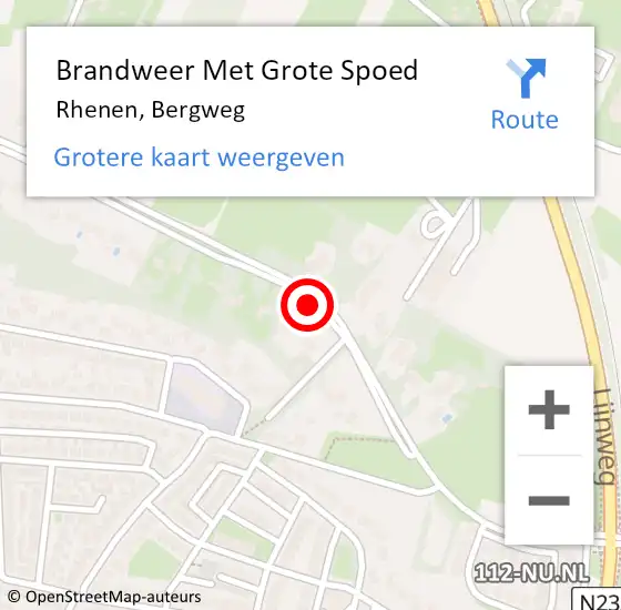 Locatie op kaart van de 112 melding: Brandweer Met Grote Spoed Naar Rhenen, Bergweg op 25 juli 2020 11:46