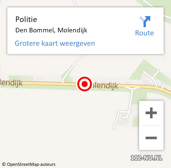 Locatie op kaart van de 112 melding: Politie Den Bommel, Molendijk op 25 juli 2020 11:57