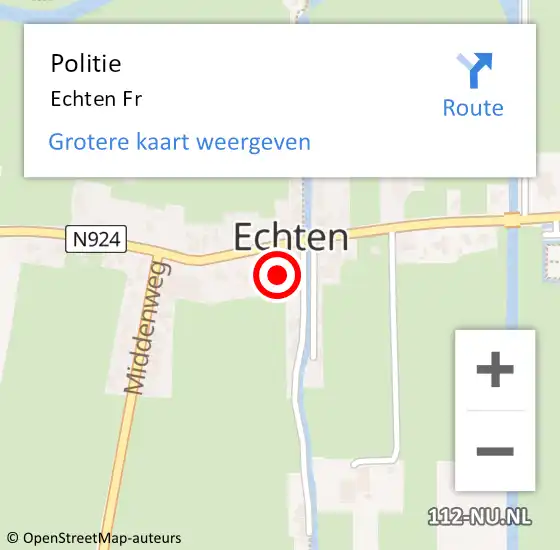 Locatie op kaart van de 112 melding: Politie Echten Fr op 25 juli 2020 12:10