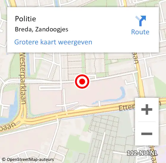 Locatie op kaart van de 112 melding: Politie Breda, Zandoogjes op 25 juli 2020 14:10