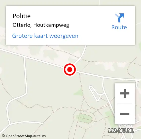 Locatie op kaart van de 112 melding: Politie Otterlo, Houtkampweg op 25 juli 2020 14:11