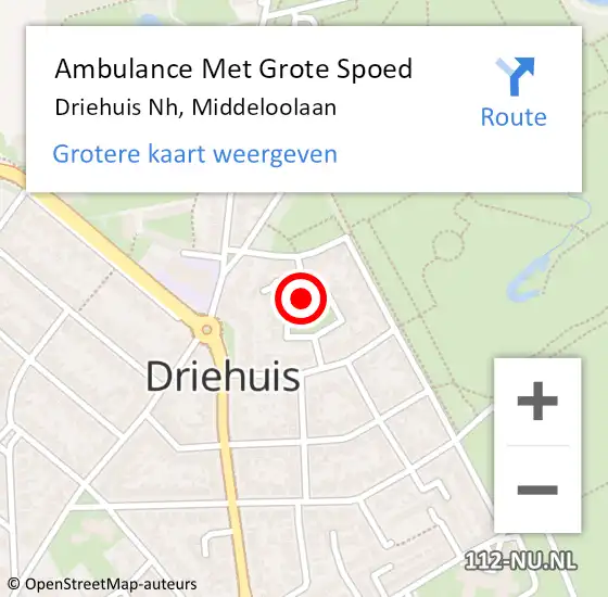 Locatie op kaart van de 112 melding: Ambulance Met Grote Spoed Naar Driehuis Nh, Middeloolaan op 25 juli 2020 14:44