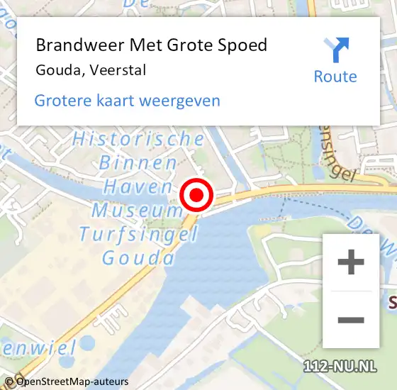 Locatie op kaart van de 112 melding: Brandweer Met Grote Spoed Naar Gouda, Veerstal op 25 juli 2020 15:11